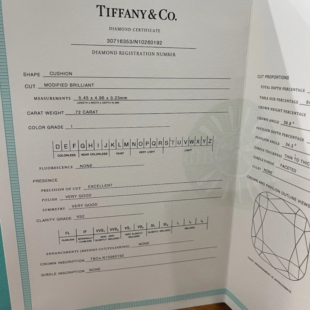 Tiffany & Co. Soleste 1.06 Ct Cushion Diamond Platinum Engagement Ring $15000 - Picture 14 of 15